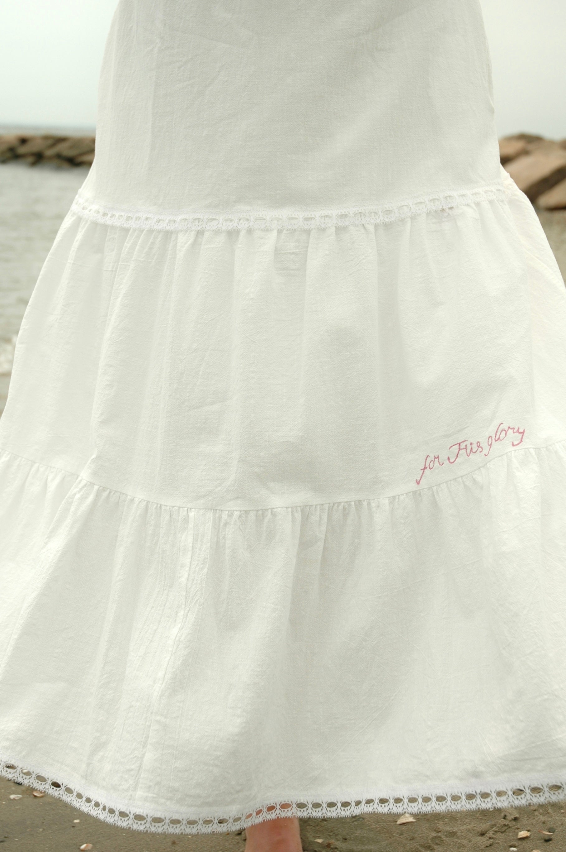 'for His glory' Lace Trim Midi Skirt