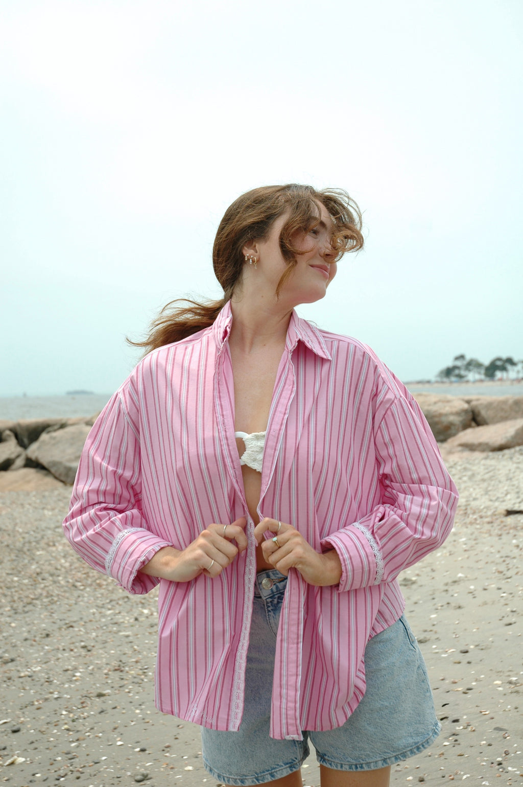 'His muse' Oversized Striped Button Down