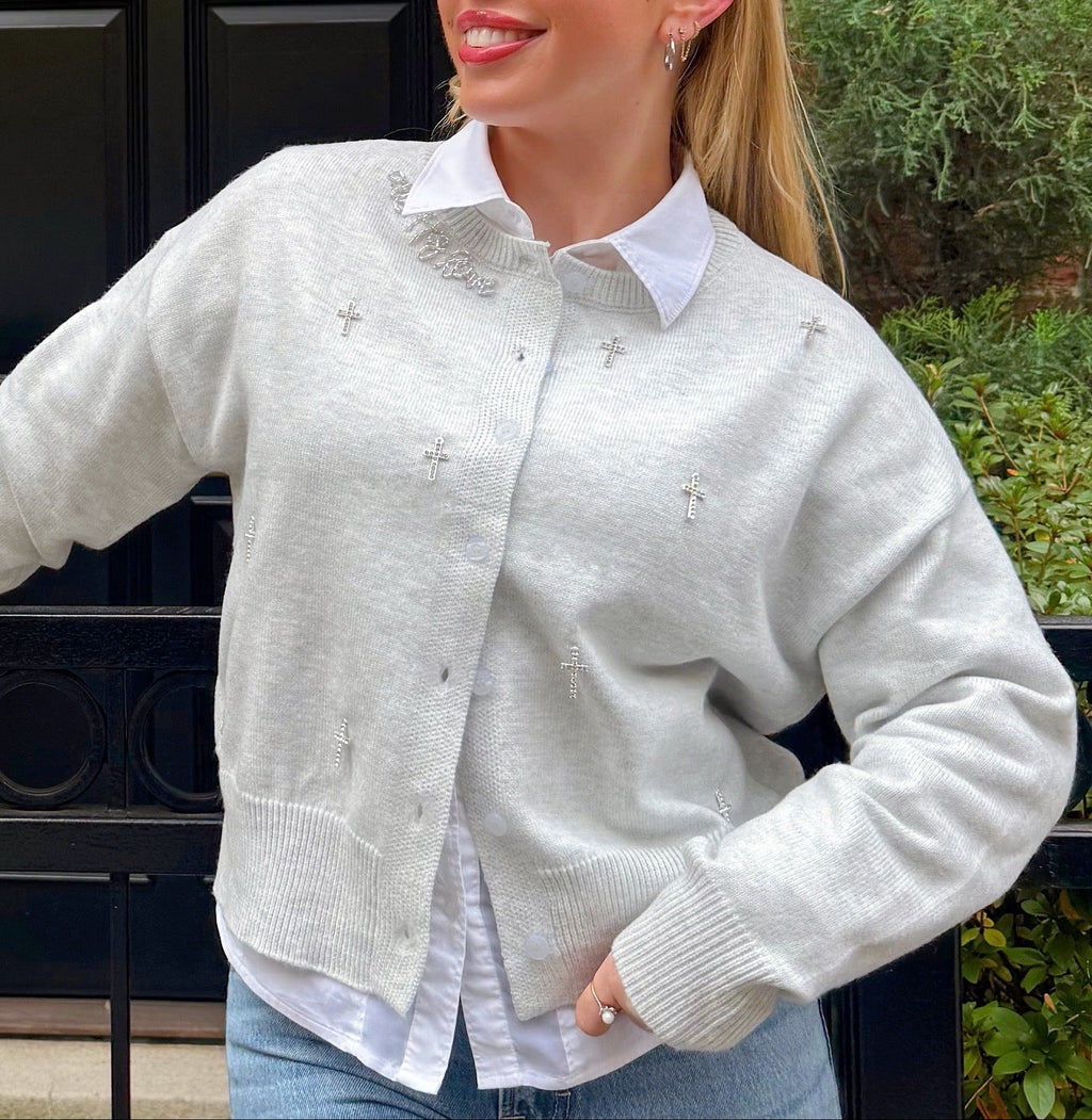 All His Love Gray Charm Cardigan
