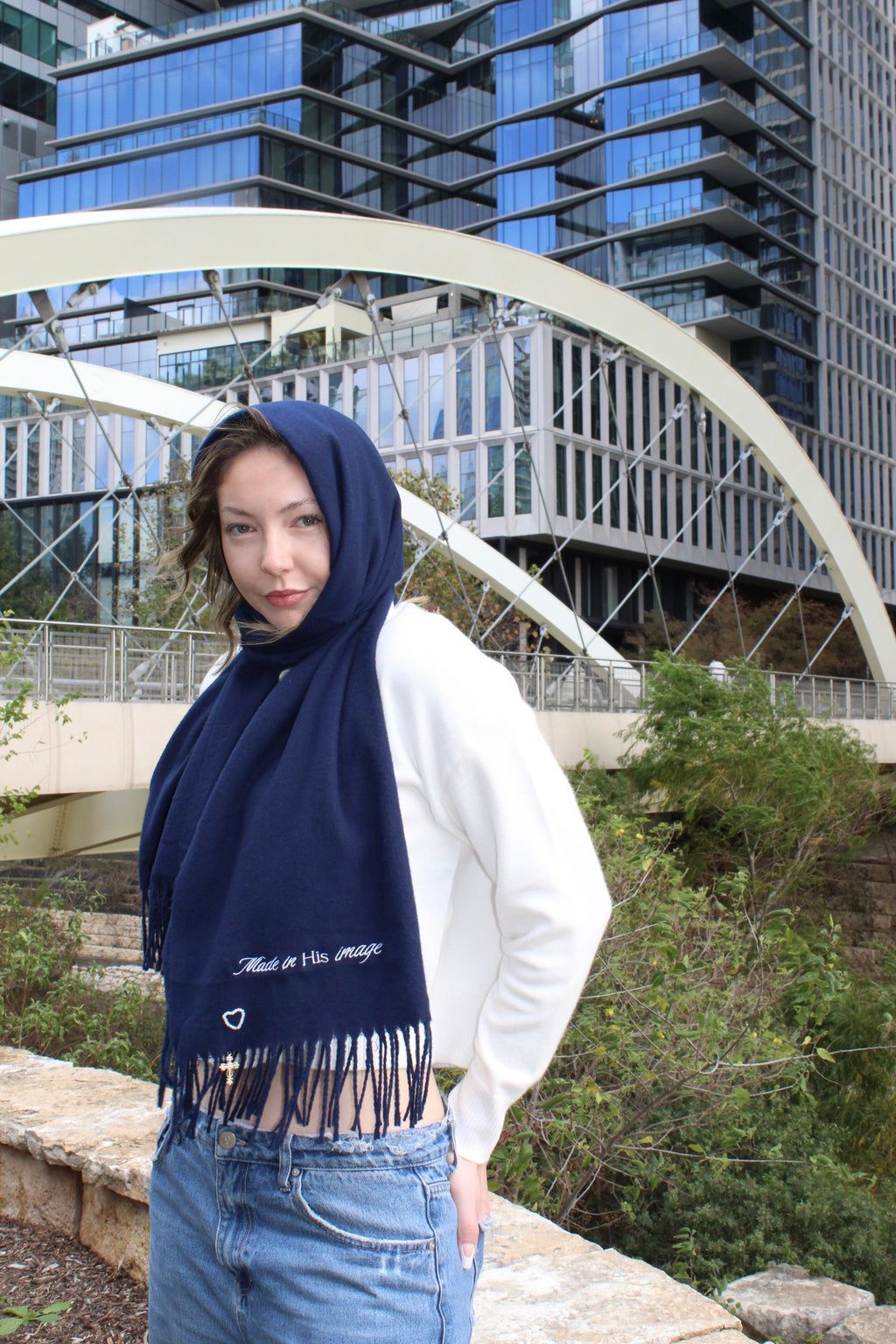 Made in His image Embroidered Shawl Scarf