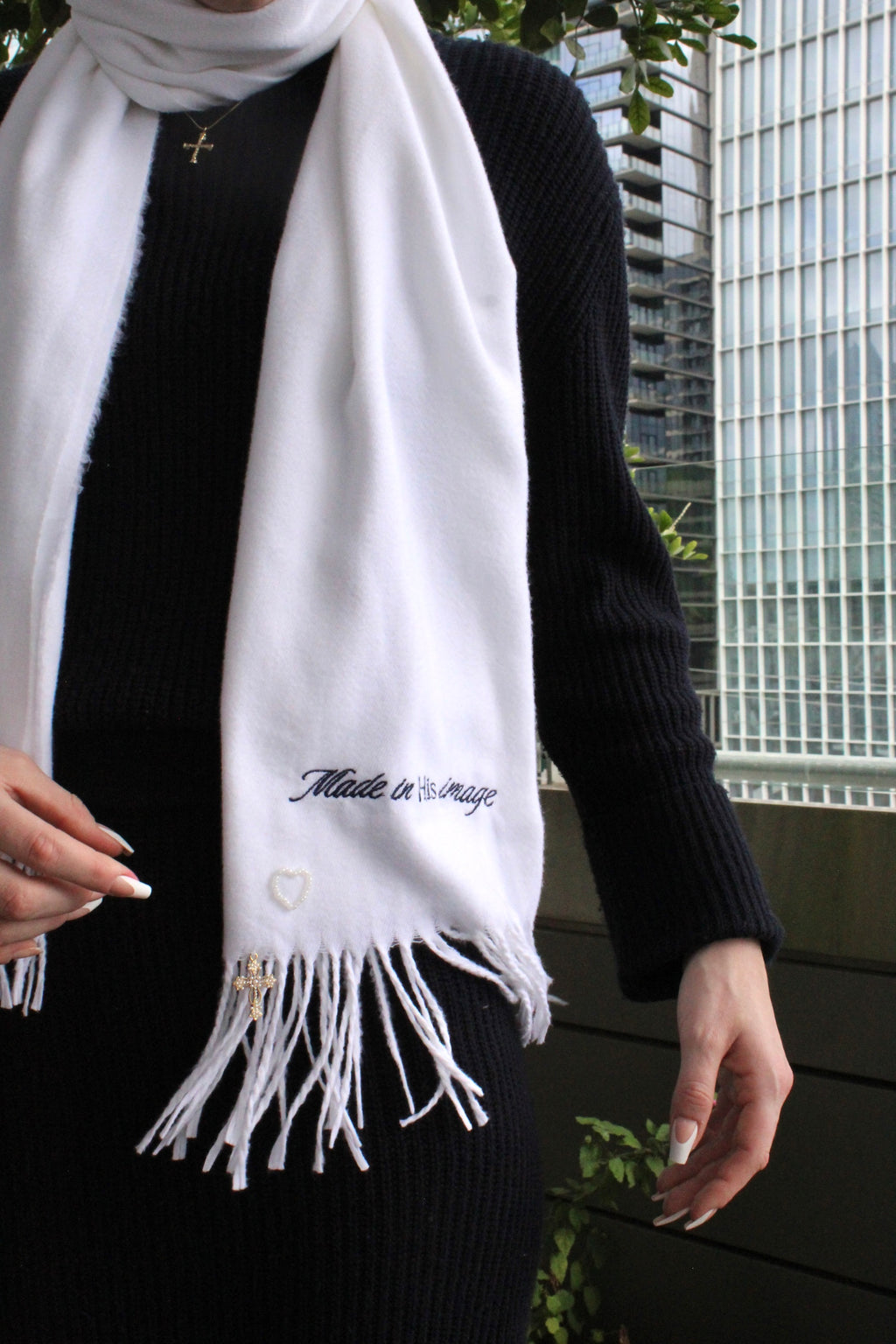 Made in His image Embroidered Shawl Scarf