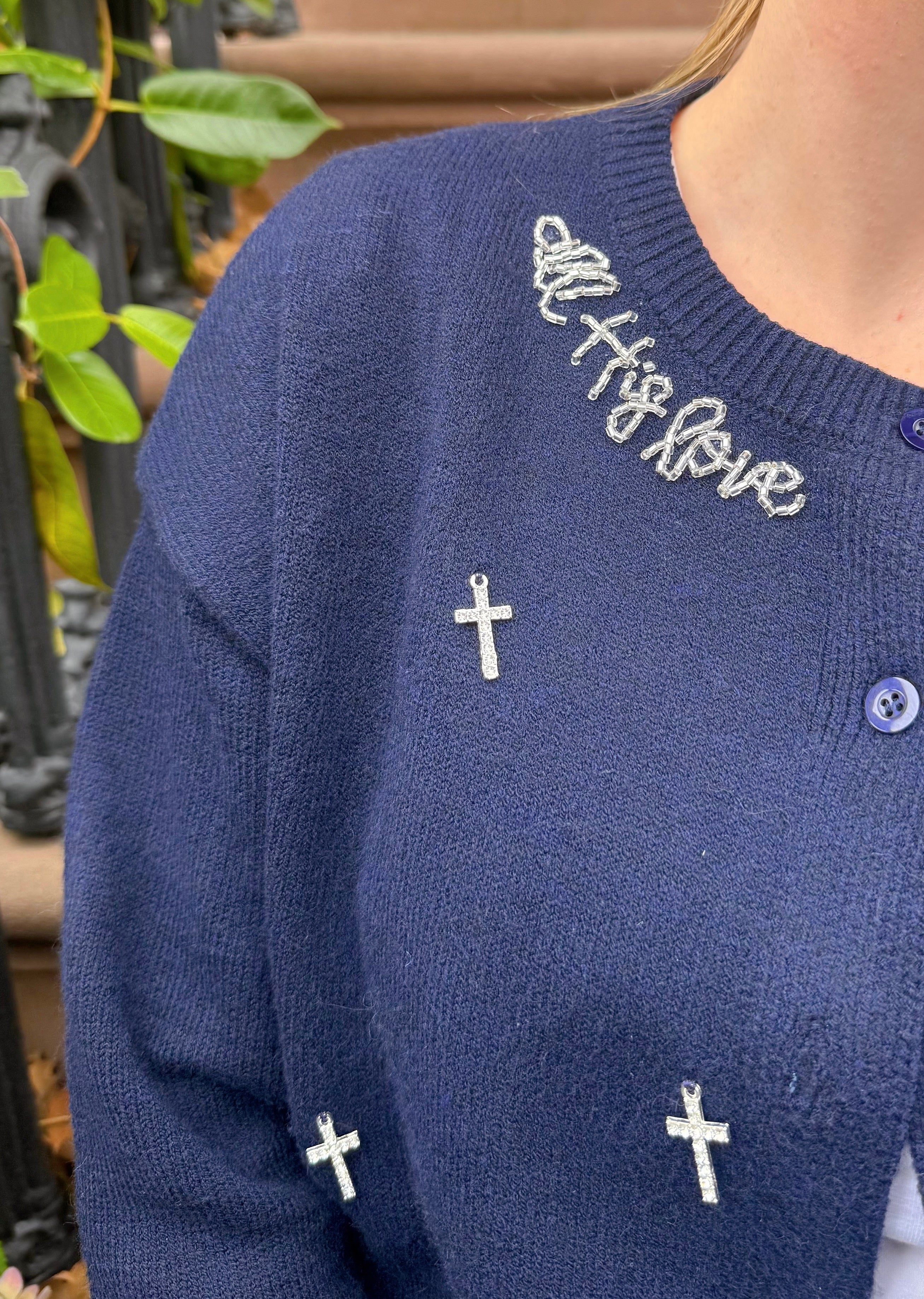 All His Love Navy Charm Cardigan (Pre-Order)